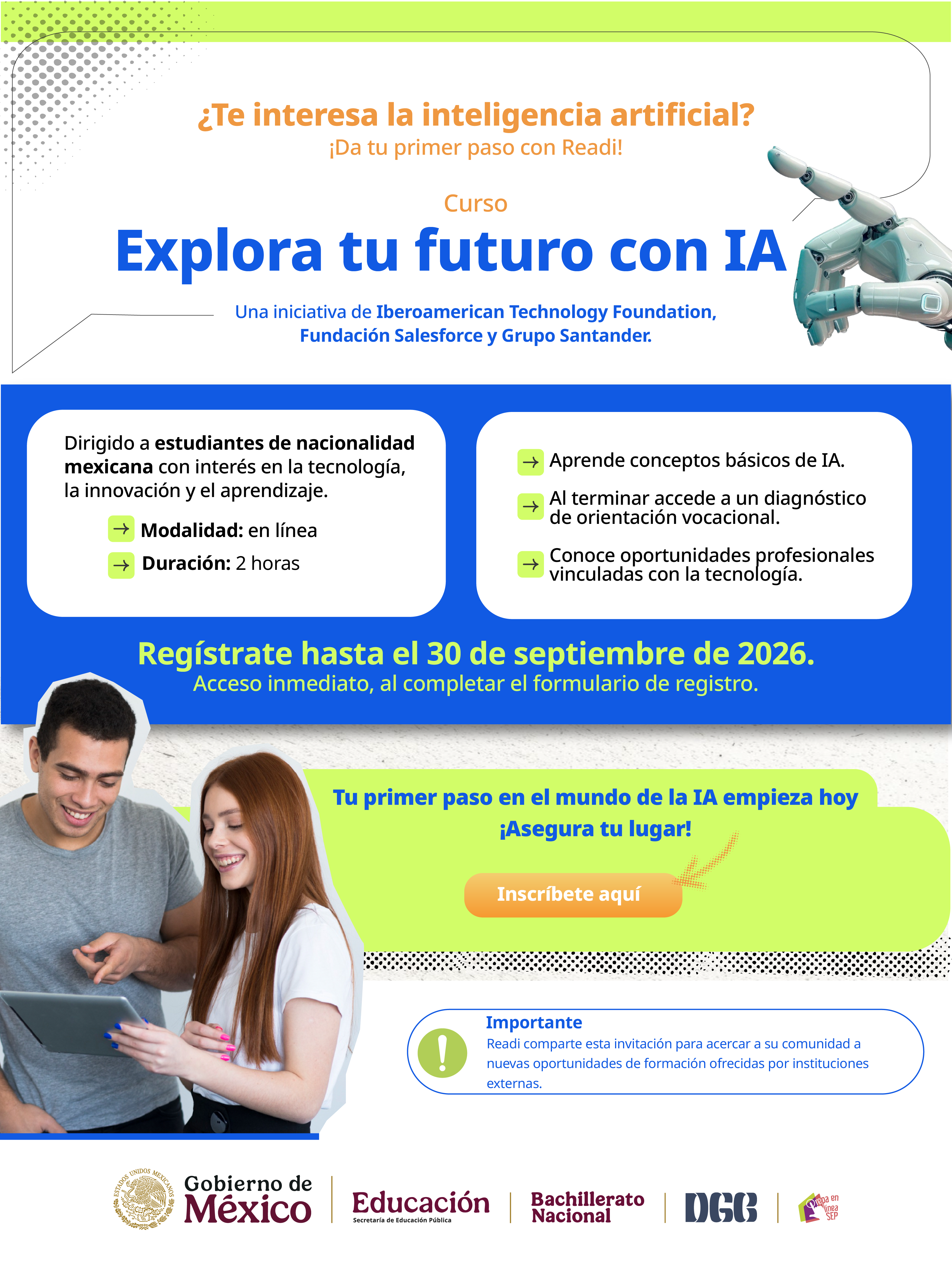 Cartel Curso explora tu futuro con IA