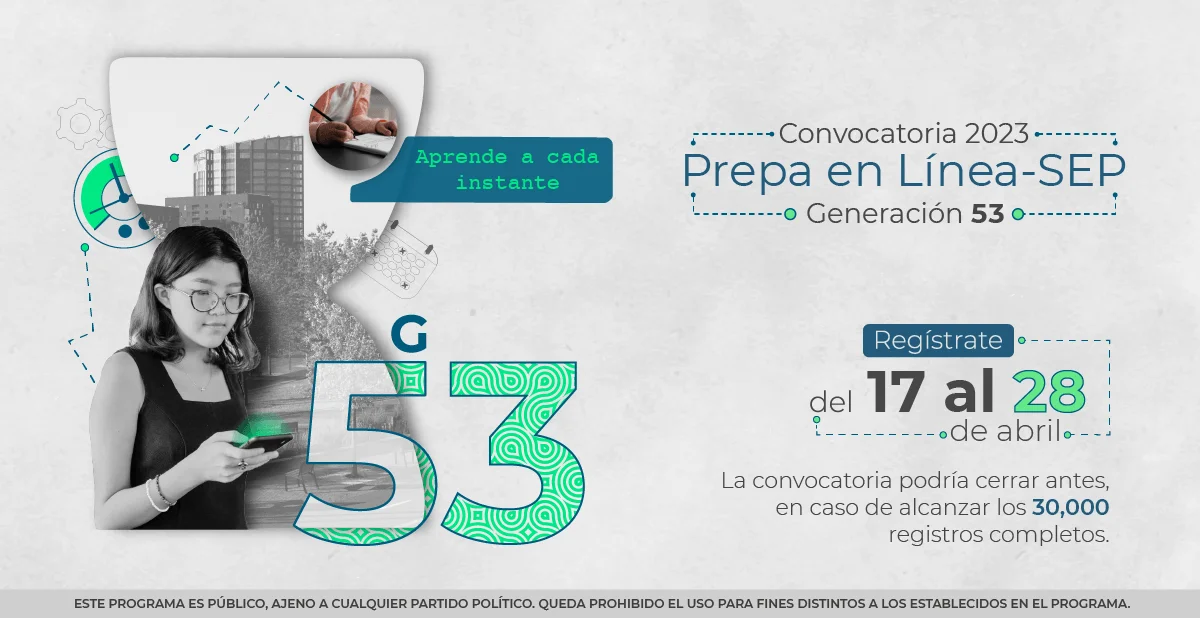 Prepa en Línea-SEP te da la bienvenida a la convocatoria de registro de
